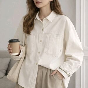 Scotch & Soda Amsterdam Utility Shirt Shacket Off White Cotton XL Oversized